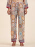 Samma Chikankari Co-ord Set in Polysilk for Women- Orange multicolour Print